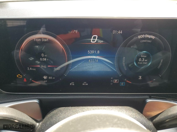 2020 Mercedes-Benz GLB with VIN W1N4M4GB1LW034303, listed as a Copart auction lot 49354325 with 43,274 mi miles and Salvage Title. Bid and sale history available at carsss.com. Image 9.