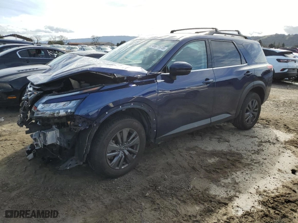 2023 Nissan Pathfinder SV with VIN 5N1DR3BA0PC205370, listed as a Copart auction lot 45671615 with 25,229 mi miles and Salvage Title. Bid and sale history available at carsss.com. Image 1.