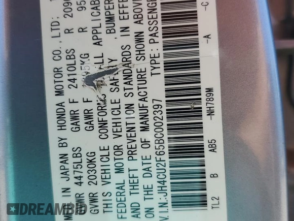 2011 Acura TSX z VIN JH4CU2F65BC002397, wystawiony jako Copart lot #54947375 z przebiegiem 132 720 mil mil oraz Szkoda całkowita • Salvage title. Historia ofert i sprzedaży dostępna na DreamBid. Obrazek 12.