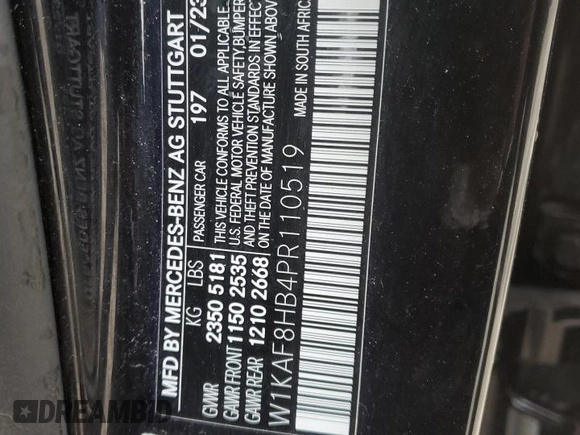 2023 Mercedes-Benz C 43 AMG с VIN W1KAF8HB4PR110519, выставлен на аукционе Copart как лот 52318055 с пробегом Не указан миль и На запчасти • Non repairable. История ставок и продаж доступна на DreamBid. Изображение 12.