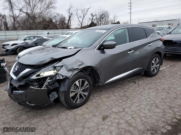 2021 Nissan Murano S with VIN 5N1AZ2AS9MC137640, listed as a Copart auction lot 38005244 with 25,705 mi miles and Salvage Title. Bid and sale history available at carsss.com. Image 1.