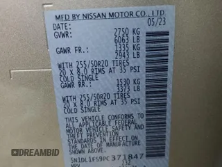 2023 Infiniti QX60 Luxe z VIN 5N1DL1FS9PC371847, wystawiony jako Copart lot #63471885 z przebiegiem 85 811 mil mil oraz Czysty tytuł • Clean title. Historia ofert i sprzedaży dostępna na DreamBid. Obrazek 13.