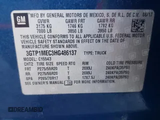 2017 GMC Sierra 1500 SLE z VIN 3GTP1MEC3HG486137, wystawiony jako Copart lot #88706125 z przebiegiem 104 953 mil mil oraz Szkoda całkowita • Salvage title. Historia ofert i sprzedaży dostępna na DreamBid. Obrazek 13.