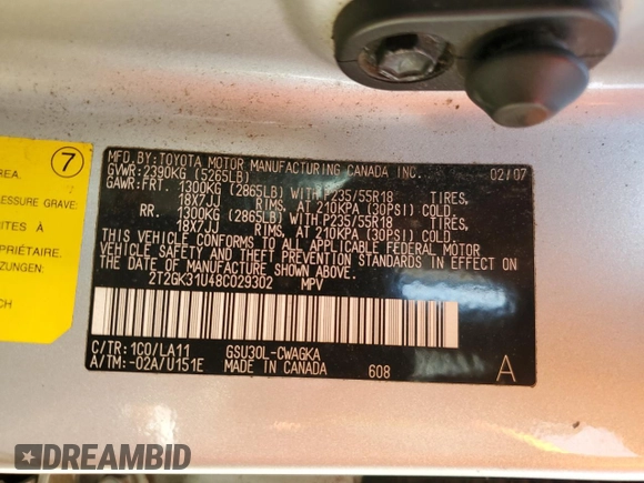 2008 Lexus RX 350 z VIN 2T2GK31U48C029302, wystawiony jako Copart lot #53437665 z przebiegiem 152 261 mil mil oraz Szkoda całkowita • Salvage title. Historia ofert i sprzedaży dostępna na DreamBid. Obrazek 14.