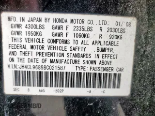 2008 Acura TSX z VIN JH4CL96898C021587, wystawiony jako Copart lot #57211635 z przebiegiem 179 175 mil mil oraz Szkoda całkowita • Salvage title. Historia ofert i sprzedaży dostępna na DreamBid. Obrazek 12.