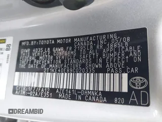 2009 Toyota Matrix S z VIN 2T1KE40E89C020335, wystawiony jako IAAI lot #42399155 z przebiegiem 71 085 mil mil oraz . Historia ofert i sprzedaży dostępna na DreamBid. Obrazek 9.