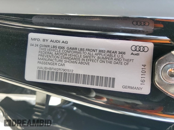 2024 Audi RS e-tron GT z VIN WAUBHBFW2R7901512, wystawiony jako Copart lot #49185595 z przebiegiem 1 993 mil mil oraz Szkoda całkowita • Salvage title. Historia ofert i sprzedaży dostępna na DreamBid. Obrazek 13.