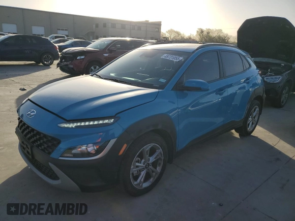 2022 Hyundai Kona SEL with VIN KM8K32AB9NU928669, listed as a Copart auction lot 49731055 with 11,338 mi miles and Salvage Title. Bid and sale history available at carsss.com. Image 1.