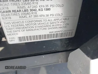 2018 Audi Q5 Premium z VIN WA1ANAFY1J2234527, wystawiony jako IAAI lot #42283442 z przebiegiem 62 767 mil mil oraz . Historia ofert i sprzedaży dostępna na DreamBid. Obrazek 9.