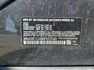 2021 BMW 3 Series 330i xDrive with VIN WBA5R7C04MFK51040, listed as a Copart auction lot 49620045 with 51,069 mi miles and Salvage Title. Bid and sale history available at carsss.com. Image 14.
