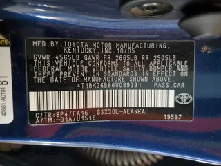 2006 Toyota Avalon XL with VIN 4T1BK36B86U089391, listed as a Copart auction lot 53971115 with 177,310 mi miles and Clean Title. Bid and sale history available at DreamBid. Image 12.