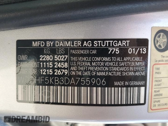 2013 Mercedes-Benz E 350 Luxury с VIN WDDHF5KB3DA755906, выставлен на аукционе Copart как лот 59340525 с пробегом 77 658 миль миль и Списание • Salvage title. История ставок и продаж доступна на DreamBid. Изображение 12.