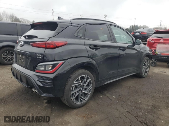 2023 Hyundai Kona N Line with VIN KM8K3CA39PU007313, listed as a Copart auction lot 87657315 with 12,052 mi miles and Salvage Title. Bid and sale history available at carsss.com. Image 3.