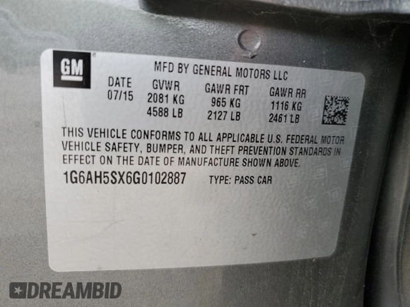 2016 Cadillac ATS Luxury Collection AWD z VIN 1G6AH5SX6G0102887, wystawiony jako Copart lot #56158535 z przebiegiem 52 997 mil mil oraz Szkoda całkowita • Salvage title. Historia ofert i sprzedaży dostępna na DreamBid. Obrazek 12.
