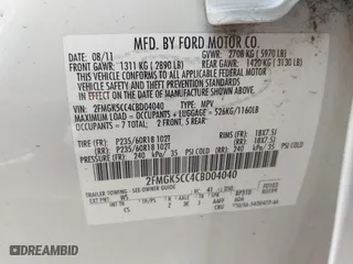 2012 Ford Flex SEL with VIN 2FMGK5CC4CBD04040, listed as a IAAI auction lot 41923265 with 147,434 mi miles. Bid and sale history available at carsss.com. Image 9.