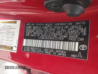 2010 Toyota Corolla with VIN JTDBU4EE9A9107909, listed as a IAAI auction lot 42294003 with 173,559 mi miles and . Bid and sale history available at DreamBid. Image 9.
