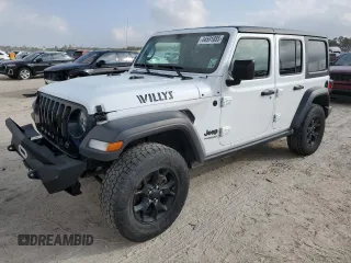 2021 Jeep Wrangler Unlimited Willys with VIN 1C4HJXDN4MW669423, listed as a Copart auction lot 44591085 with 53,835 mi miles and Salvage Title. Bid and sale history available at DreamBid. Image 1.