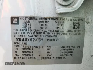2014 Chevrolet Captiva Sport LTZ with VIN 3GNAL4EK7ES547027, listed as a Copart auction lot 48810375 with 77,306 mi miles and Salvage Title. Bid and sale history available at DreamBid. Image 14.