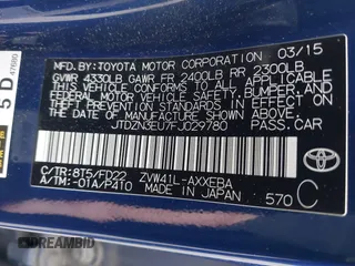 2015 Toyota Prius Two with VIN JTDZN3EU7FJ029780, listed as a IAAI auction lot 41837874 with 166,977 mi miles and . Bid and sale history available at DreamBid. Image 9.