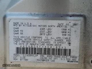 2008 Mitsubishi Galant ES with VIN 4A3AB36FX8E010543, listed as a Copart auction lot 72563224 with 203,134 mi miles and Salvage Title. Bid and sale history available at carsss.com. Image 14.