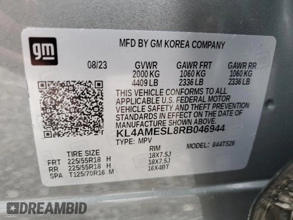 2024 Buick Encore GX Sport Touring with VIN KL4AMESL8RB046944, listed as a Copart auction lot 51093255 with 6,403 mi miles and Salvage title. Bid and sale history available at DreamBid. Image 13.