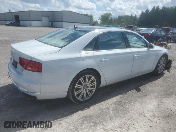 2014 Audi A8 4.0T with VIN WAUR2AFDXEN010107, listed as a Copart auction lot 62056544 with 85,450 mi miles and Non repairable. Bid and sale history available at DreamBid. Image 3.