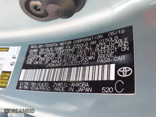 2016 Toyota Prius Four with VIN JTDKARFU6G3023120, listed as a IAAI auction lot 41641228 with 117,334 mi miles. Bid and sale history available at carsss.com. Image 9.