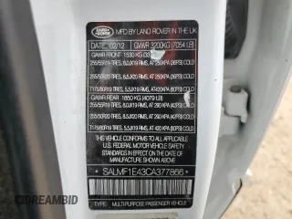 2012 Land Rover Range Rover SC with VIN SALMF1E43CA377866, listed as a Copart auction lot 46449725 with 179,514 mi miles and Salvage title. Bid and sale history available at DreamBid. Image 13.