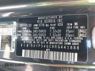 2024 Kia Telluride SX z VIN 5XYP54GC8RG441888, wystawiony jako IAAI lot #42046489 z przebiegiem Nie podano mil oraz . Historia ofert i sprzedaży dostępna na DreamBid. Obrazek 8.