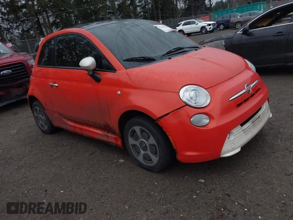 2013 FIAT 500e with VIN 3C3CFFGE6DT727639, listed as a IAAI auction lot 41249805 with 113,538 mi miles. Bid and sale history available at carsss.com. Image 1.