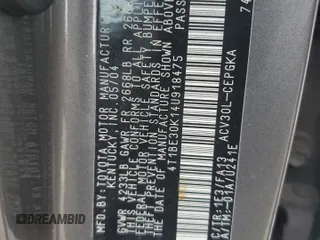 2004 Toyota Camry LE with VIN 4T1BE30K14U918475, listed as a Copart auction lot 47646465 with 258,973 mi miles and Salvage Title. Bid and sale history available at DreamBid. Image 12.