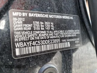 2013 BMW 7 Series 740Li xDrive z VIN WBAYF4C53DDE23895, wystawiony jako Copart lot #47223065 z przebiegiem 135 567 mil mil oraz Szkoda całkowita • Salvage title. Historia ofert i sprzedaży dostępna na DreamBid. Obrazek 12.