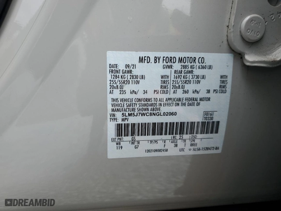 2022 Lincoln Aviator Reserve with VIN 5LM5J7WC8NGL02060, listed as a Copart auction lot 41584045 with 40,174 mi miles and Salvage Title. Bid and sale history available at carsss.com. Image 13.