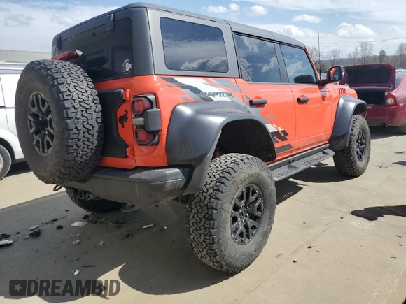 2023 Ford Bronco Raptor with VIN 1FMEE5JRXPLB07725, listed as a Copart auction lot 48746035 with 52,813 mi miles and Salvage Title. Bid and sale history available at DreamBid. Image 3.