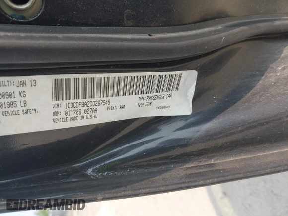 2013 Dodge Dart SXT with VIN 1C3CDFBA2DD267945, listed as a IAAI auction lot 42411305 with 92,969 mi miles and . Bid and sale history available at DreamBid. Image 9.