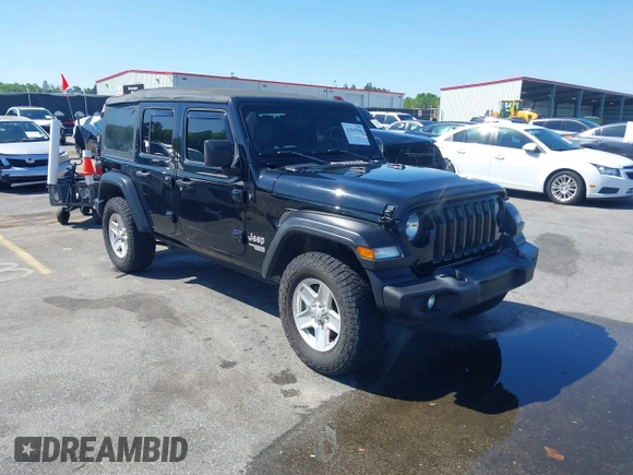 2018 Jeep Wrangler Unlimited Sport with VIN 1C4HJXDN3JW198375, listed as a IAAI auction lot 41965568 with 106,418 mi miles and . Bid and sale history available at DreamBid. Image 1.