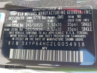 2020 Kia Telluride S z VIN 5XYP64HC2LG054918, wystawiony jako IAAI lot #42249176 z przebiegiem 107 743 mil mil oraz . Historia ofert i sprzedaży dostępna na DreamBid. Obrazek 9.