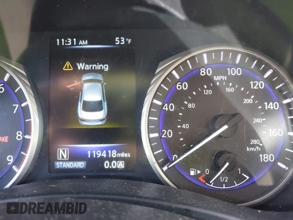 2014 Infiniti Q50 Premium with VIN JN1BV7AR9EM701624, listed as a IAAI auction lot 41711699 with 119,418 mi miles. Bid and sale history available at carsss.com. Image 7.