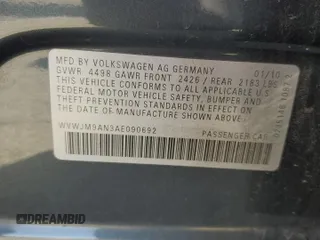 2010 Volkswagen Passat with VIN WVWJM9AN3AE090692, listed as a Copart auction lot 63631585 with 162,379 mi miles and Salvage title. Bid and sale history available at DreamBid. Image 12.