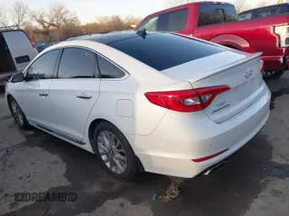 2015 Hyundai Sonata Limited with VIN 5NPE34AF6FH095392, listed as a IAAI auction lot 41813547 with 75,513 mi miles and . Bid and sale history available at carsss.com. Image 3.