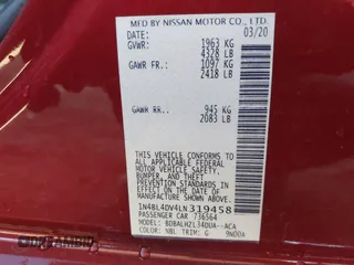 2020 Nissan Altima SV with VIN 1N4BL4DV4LN319458, listed as a IAAI auction lot 42160543 with 62,307 mi miles and . Bid and sale history available at DreamBid. Image 9.