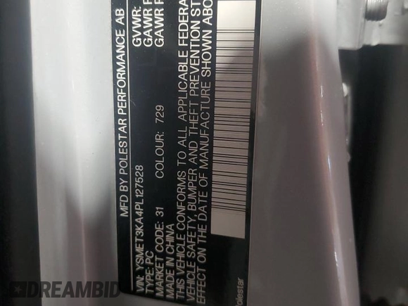 2023 Polestar 2 Performance z VIN YSMET3KA4PL127528, wystawiony jako Copart lot #48607635 z przebiegiem 55 227 mil mil oraz Czysty tytuł • Clean title. Historia ofert i sprzedaży dostępna na DreamBid. Obrazek 12.