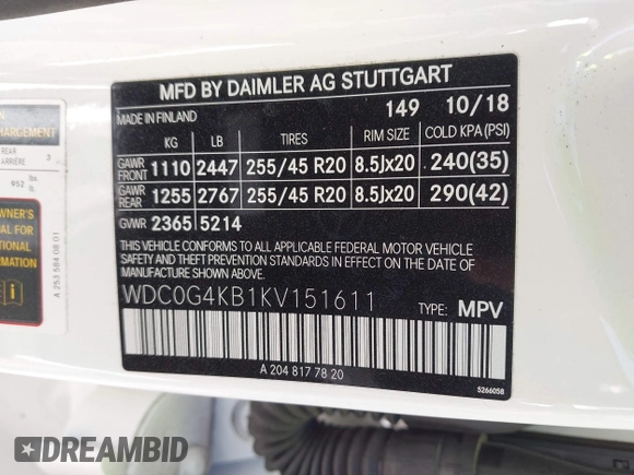 2019 Mercedes-Benz GLC 300 z VIN WDC0G4KB1KV151611, wystawiony jako IAAI lot #41840560 z przebiegiem 60 102 mil mil oraz . Historia ofert i sprzedaży dostępna na DreamBid. Obrazek 9.