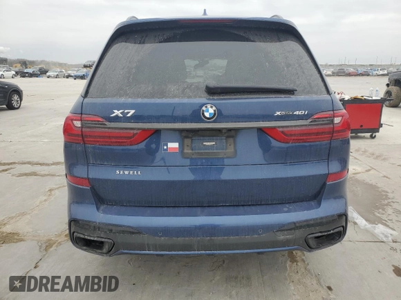 2022 BMW X7 xDrive40i with VIN 5UXCW2C04N9K27194, listed as a Copart auction lot 89009155 with 0 mi miles and Salvage Title. Bid and sale history available at carsss.com. Image 6.