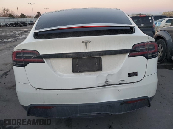 2022 Tesla Model X Plaid with VIN 7SAXCBE67NF356567, listed as a Copart auction lot 43243895 with 24,381 mi miles and Salvage Title. Bid and sale history available at DreamBid. Image 6.