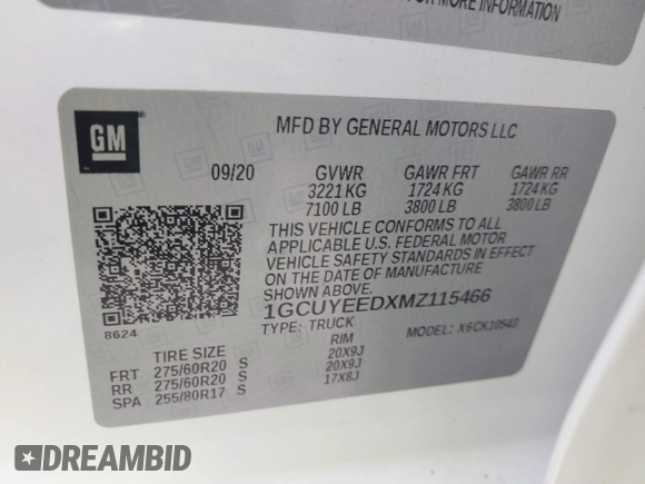 2021 Chevrolet Silverado 1500 RST with VIN 1GCUYEEDXMZ115466, listed as a IAAI auction lot 41751297 with 142,522 mi miles. Bid and sale history available at carsss.com. Image 9.