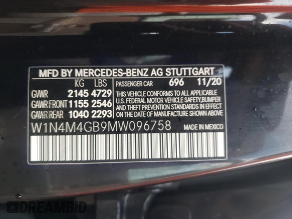 2021 Mercedes-Benz GLB with VIN W1N4M4GB9MW096758, listed as a Copart auction lot 67216572 with 27,287 mi miles. Bid and sale history available at carsss.com. Image 15.