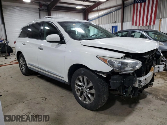 2013 Infiniti JX35 with VIN 5N1AL0MM6DC337958, listed as a Copart auction lot 54516625 with 148,614 mi miles and Salvage Title. Bid and sale history available at DreamBid. Image 4.