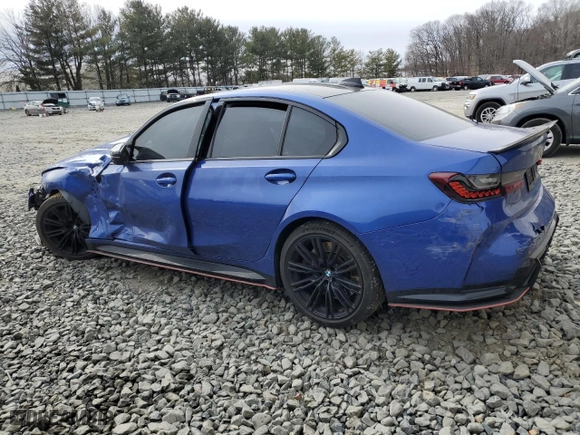 2022 BMW M3 Competition xDrive with VIN WBS43AY01NFL80708, listed as a Copart auction lot 46034615 with 0 mi miles and Salvage Title. Bid and sale history available at carsss.com. Image 2.