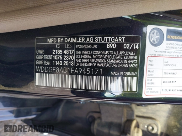 2014 Mercedes-Benz C 300 Sport with VIN WDDGF8AB1EA945171, listed as a IAAI auction lot 42089028 with 122,701 mi miles and . Bid and sale history available at DreamBid. Image 9.